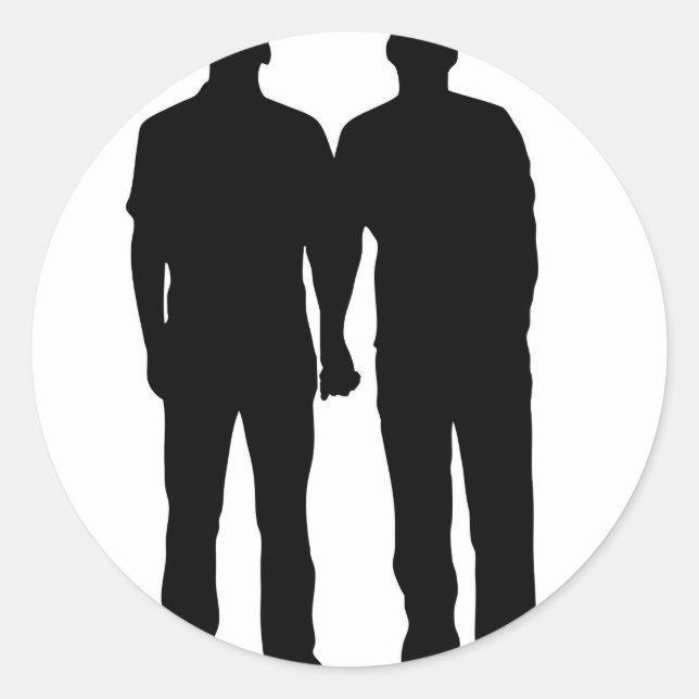 Gay Couple Silhouette Classic Round Sticker (Front)