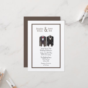 Gay Couple Tuxedos Wedding Invitation