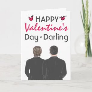 Gay couple wearing suits funny Valentine's poem Holiday Card
