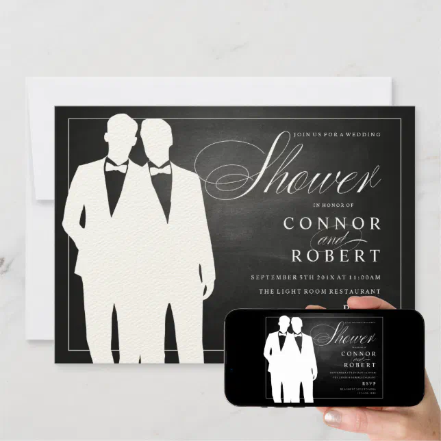 Gay Couple Wedding Shower Invitation Chalkboard Zazzle