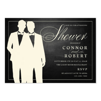 Gay couple wedding shower invitation chalkboard