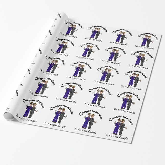 Gay Couple Wedding Wrapping Paper Customize It! (Unrolled)