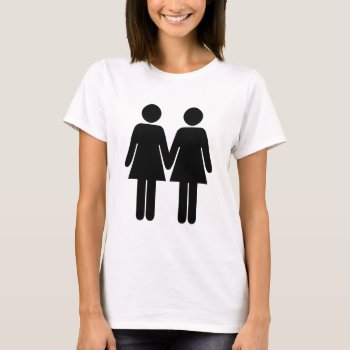 Gay Couple (women) Hand In Hand T-shirt by Funkyworm at Zazzle