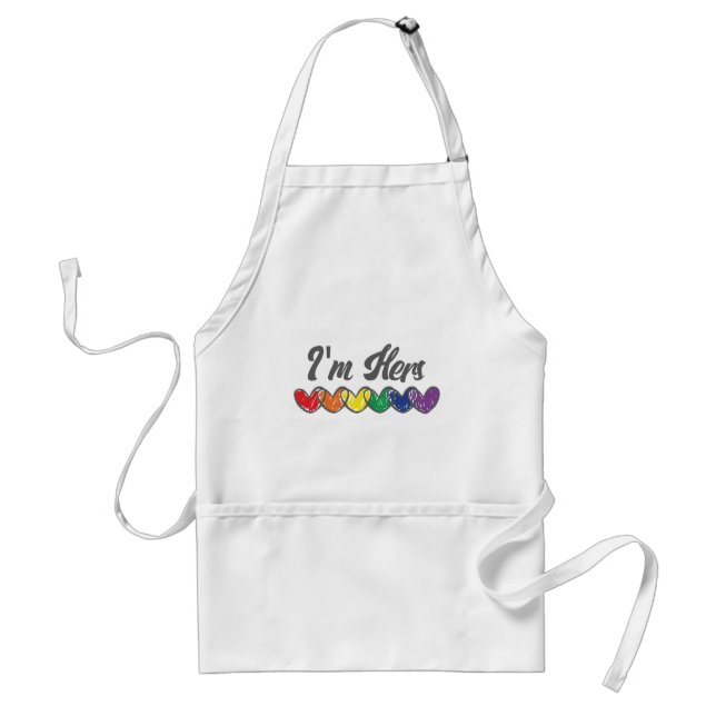 Gay Couples Matching LGBT Im Hers Gay Pride Adult Apron (Front)