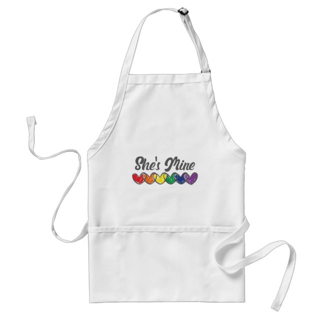 Gay Couples Matching LGBT She's Mine Gay Pride Adult Apron (Front)
