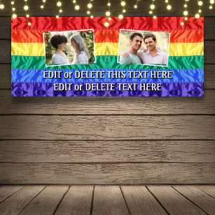 Gay Create Your Own Rainbow Flag Gay Pride 2 Photo Banner
