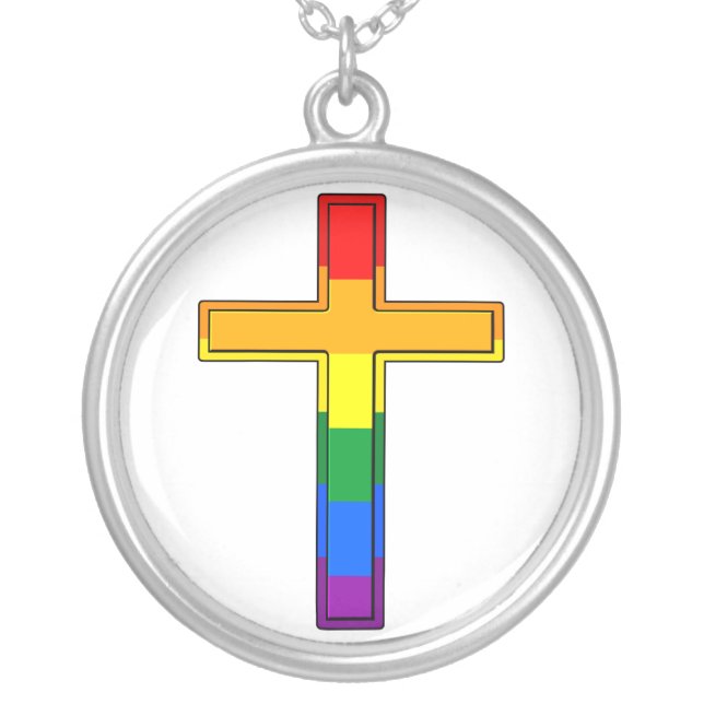 Gay Cross Silver Plated Necklace (Front)