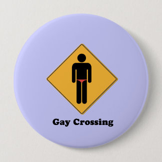 GAY CROSSING PINBACK BUTTON