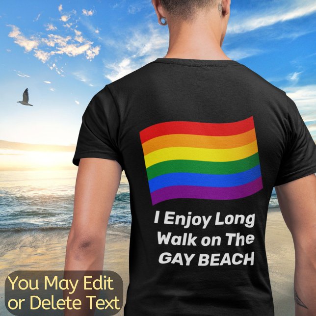 Gay Custom Text Rainbow Flag Gay Pride Flag Funny T-Shirt (Creator Uploaded)