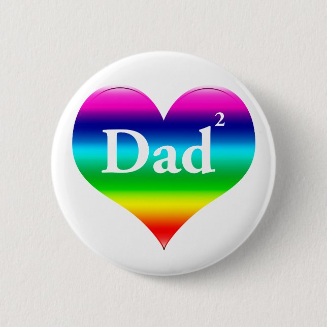 Gay Dad Squared LGBT Pinback Button (Front)