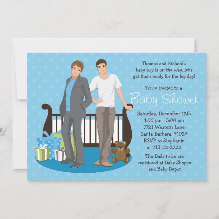 Gay Dads Baby Shower Invitation For Boy Zazzle Com