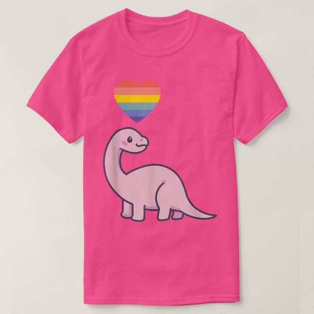 Gay Dinosaur LGBTQ Pride Flag Lesbian Kawaii Anime T-Shirt (Design Front)