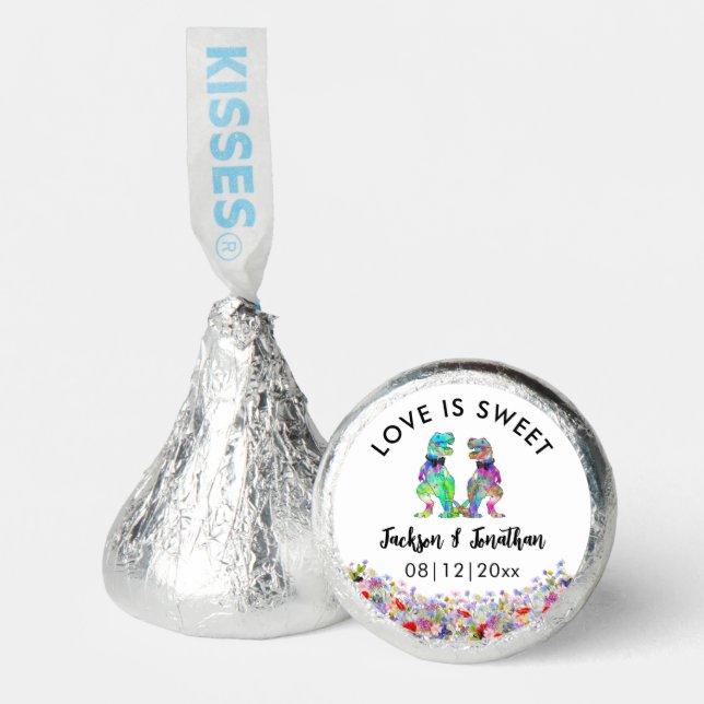 Gay Dinosaur Wedding Custom Hershey®'s Kisses® (Front)