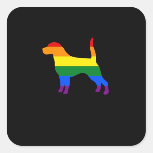 Gay Dog Beagle Rainbow Gay Pride Flag Square Sticker