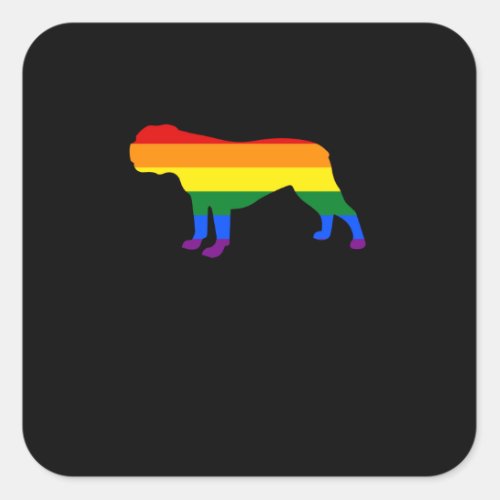 Gay Dogs Bulldog Rainbow Gay Pride Flag Square Sticker