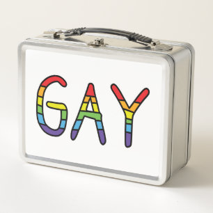 Gay Doodle Design Metal Lunch Box