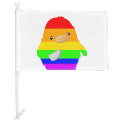 Gay duck with knife car flag