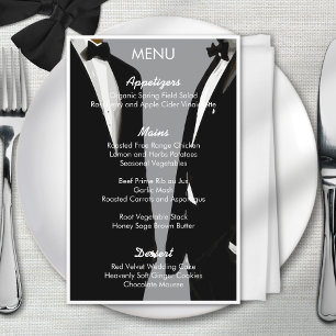 Gay Elegant Modern Gray Black Wedding Menu
