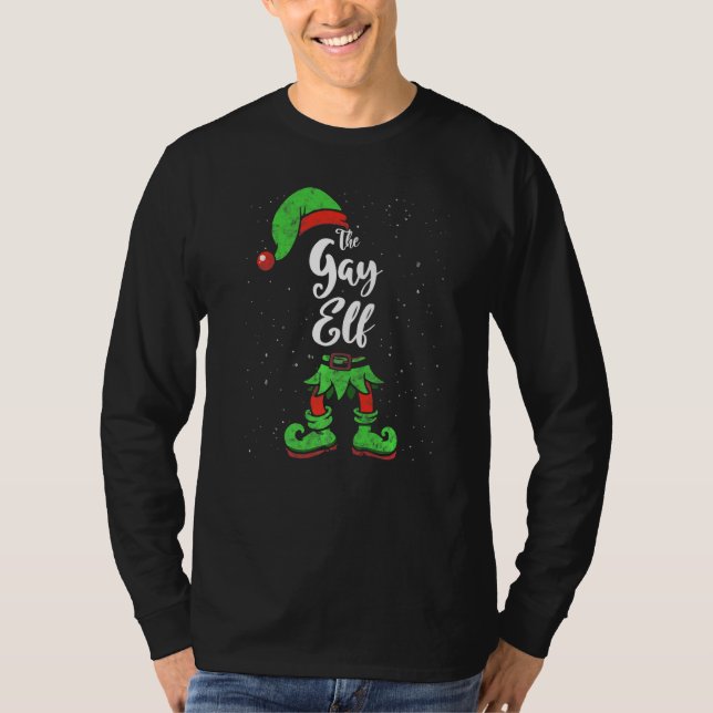 Gay Elf Matching Family Christmas Pajama Costume T-Shirt (Front)
