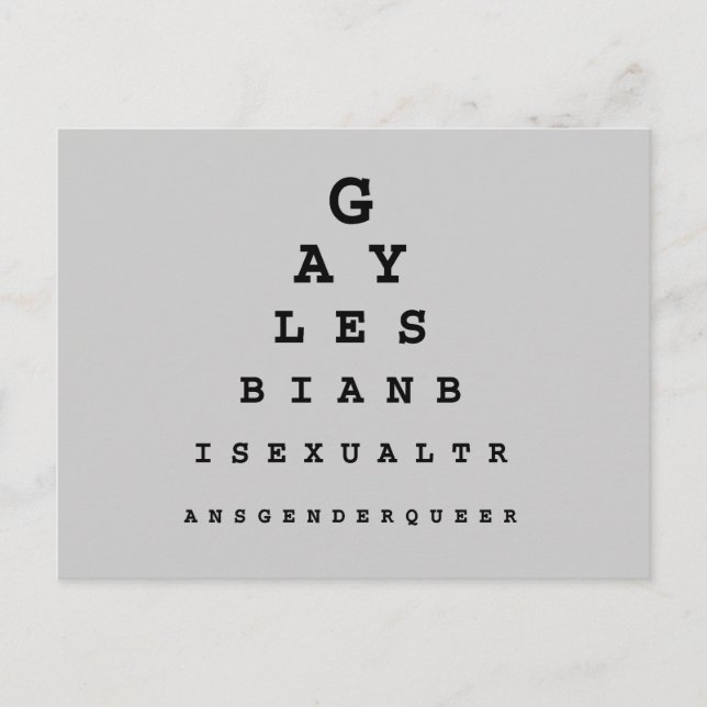 Gay Eye Chart Postcard (Front)