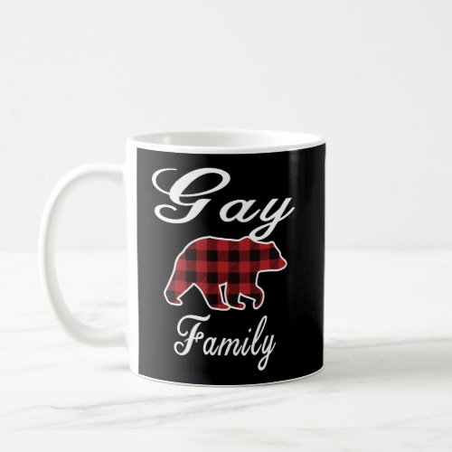 Gay Family Bear Red Plaid Christmas Pajama Men Wom Coffee Mug