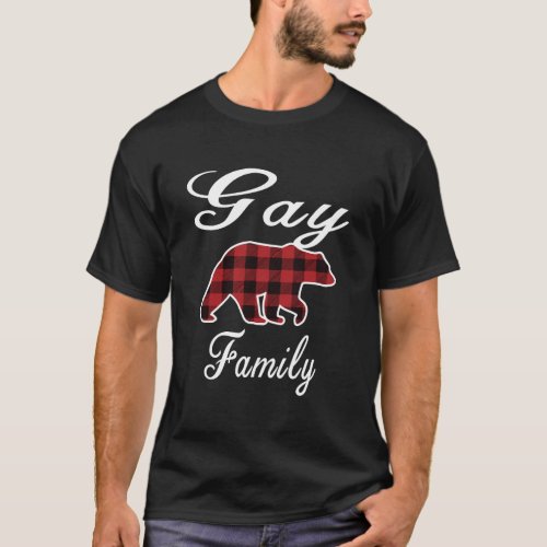 Gay Family Bear Red Plaid Christmas Pajama Men Wom T_Shirt