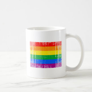 GAY FLAG DISTRESSED COFFEE MUG