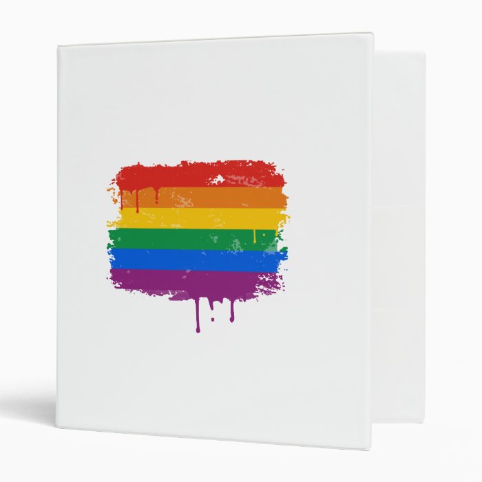 GAY FLAG DRIPPING 3 RING BINDER