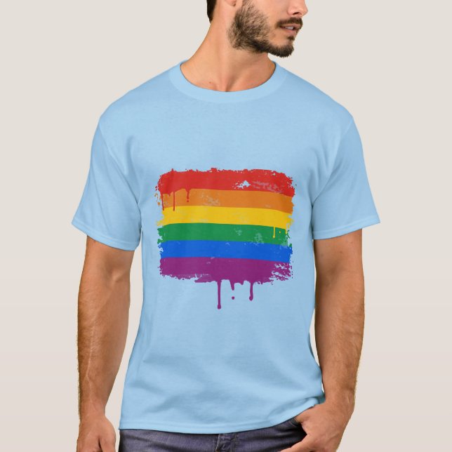 GAY FLAG DRIPPING T-Shirt (Front)