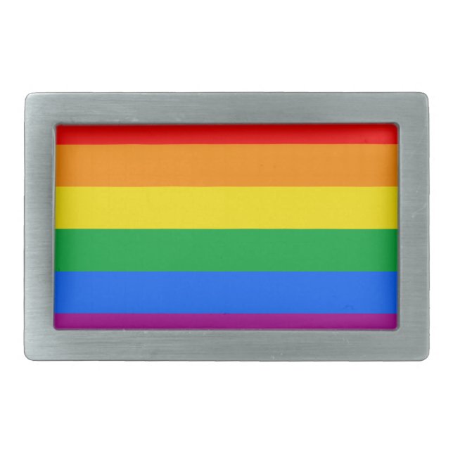 GAY FLAG ORIGINAL -.png Belt Buckle (Front)