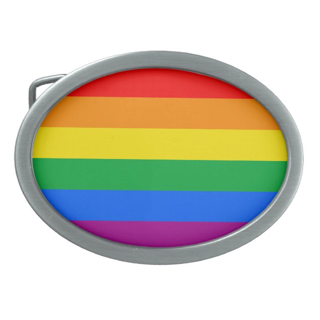 GAY FLAG ORIGINAL -.png Belt Buckle (Front)