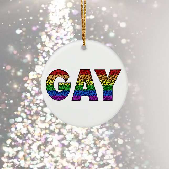 GAY Flower Pride Colors Ceramic Ornament (Creator Uploaded)