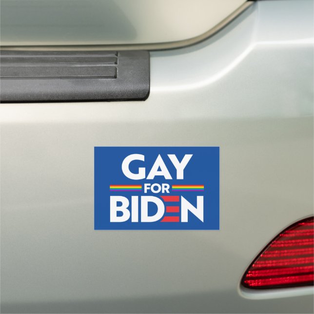 GAY FOR BIDEN HARRIS HOUSE FLAG CAR MAGNET (In Situ)