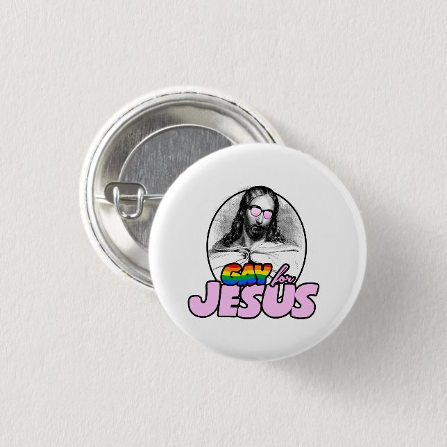 Gay for Jesus Rainbow Button (Front & Back)