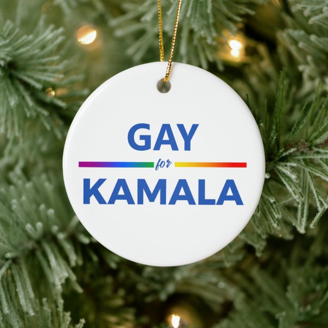 Gay for Kamala Harris Ceramic Ornament (Tree)