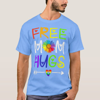 Gay Free Mom Hugs Daisy Rainbow Heart LGBT Pride M T-Shirt