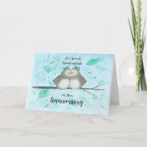 Gay Friend  Wife Anniversary Cute Lovebirds  Card