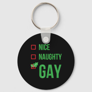 Gay Funny Pajama Christmas Gift Keychain
