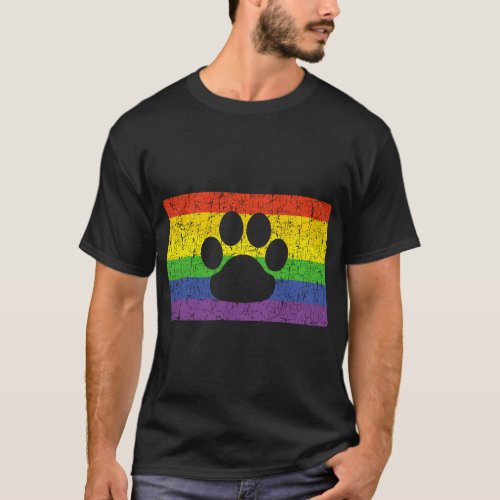 Gay Furry Pride Fandom Paw Rainbow LGBT Flag Gift T_Shirt