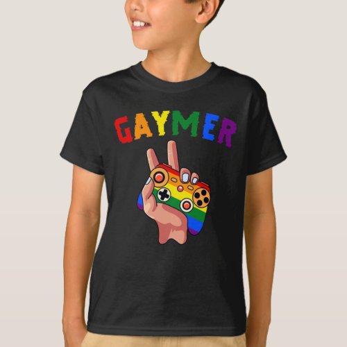 Gay Gamer Colorful Rainbow Controller LGBTQ Gaming T_Shirt