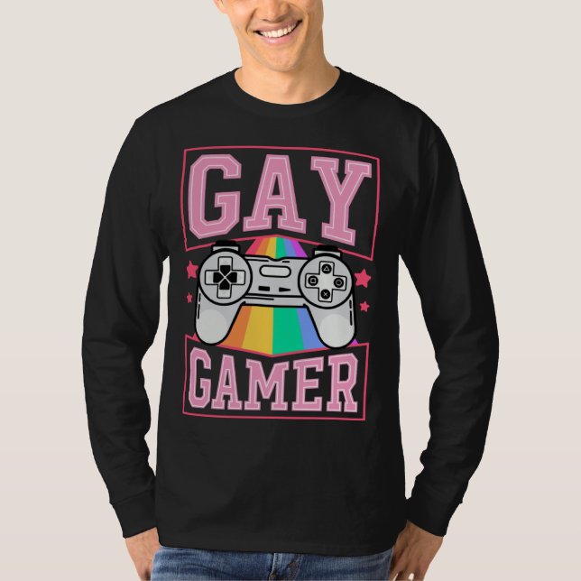 Gay Gamer Gaymer Video Games Rainbow LGBTQ Pride N T-Shirt (Front)