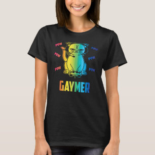 Gay Gaymer Cat LGBT Awareness Pride Month Rainbow T-Shirt