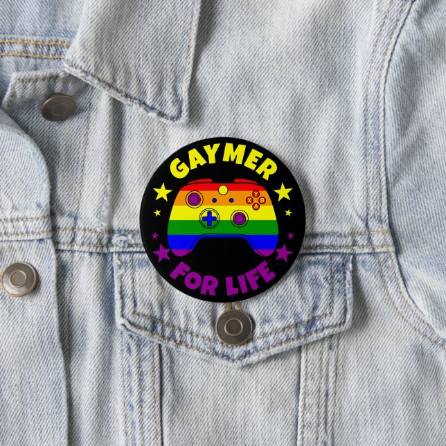 Gay Gaymer For Life Pride Flag Controller Button (In Situ)