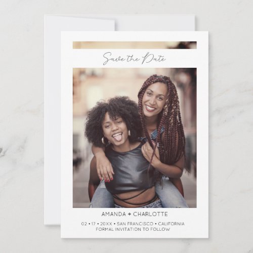 Gay Girls Engagement Simple Photo Instant Effect Save The Date