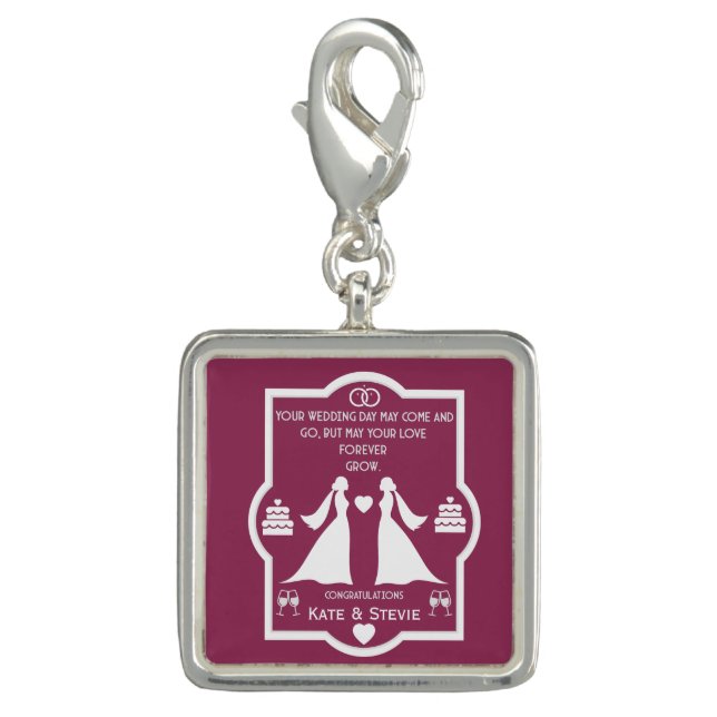  Gay Girls Wedding Anniversary Charm (Front)