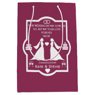 Gay Girls Wedding Anniversary Medium Gift Bag
