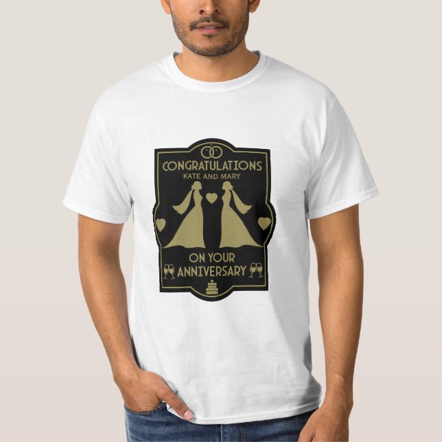  Gay Girls Wedding Anniversary T-Shirt (Front)