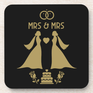 Gay Girls Wedding Day Beverage Coaster