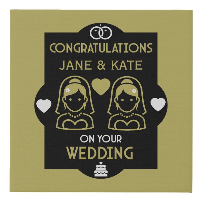 Gay Girls Wedding Day Faux Canvas Print (Front)
