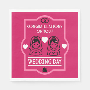 Gay Girls Wedding Day Napkins